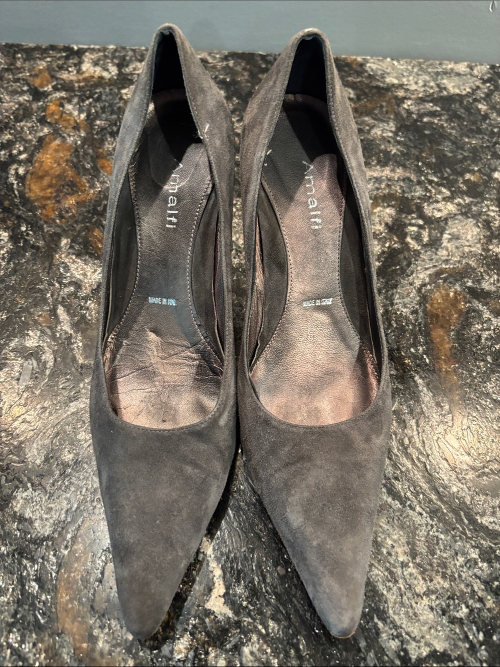 Amalfi Charcoal Suede Pointed Toe Pumps